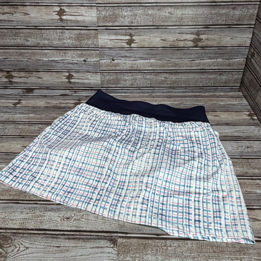 Puma Golf Skort Womens Large White Navy Blue Plaid Athletic Activewear Skirt - Picture 2 of 6